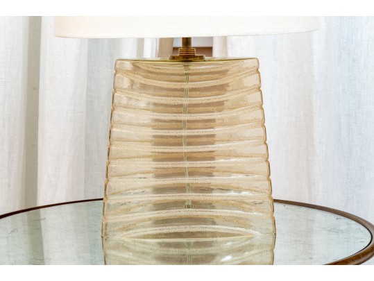Chic Oblong Ribbed Glass Table Lamp