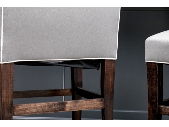 Pair Of Custom Upholstered Counter Stools