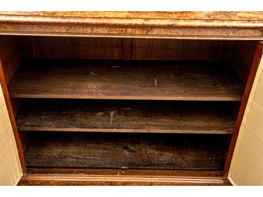 19th Century English Burlwood Breakfront Credenza