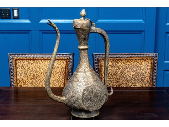 Antique Mamluk Revival Mixed Metal Ewer