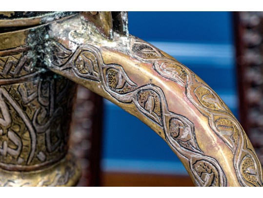 Antique Mamluk Revival Mixed Metal Ewer