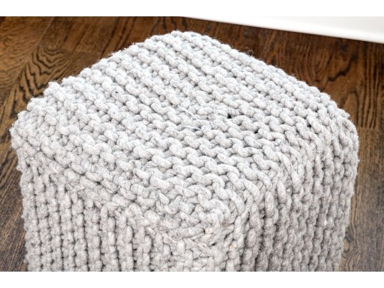 Pair Of Chunky Knit Square Poufs