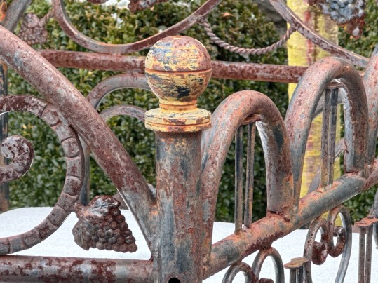 Antique Iron Crib Converted To Bar Cart