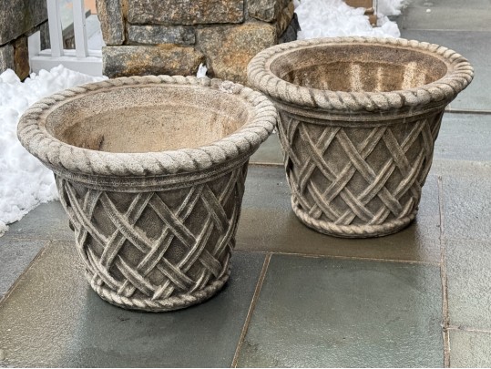 Pair Of Cast Stone Garden Planters