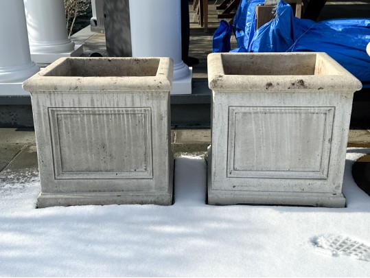 Smaller Pair Of Cast Stone Planters