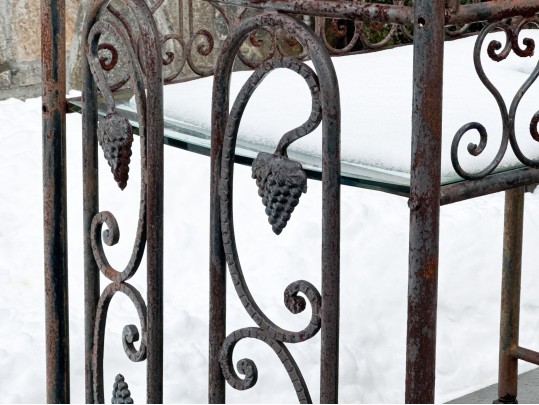 Antique Iron Crib Converted To Bar Cart