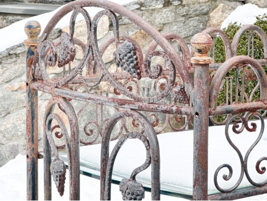 Antique Iron Crib Converted To Bar Cart