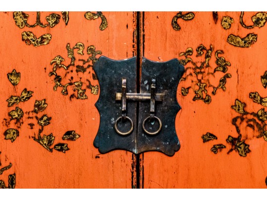 Wonderful Lacquered Chinese Marriage Cabinet