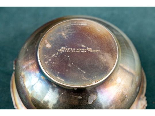 Peruvian Camusso Sterling Silver Bowl With Repousse Rim