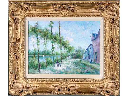 John Clymer (British-American, B. 1932) Oil On Canvas, Waterfront Town