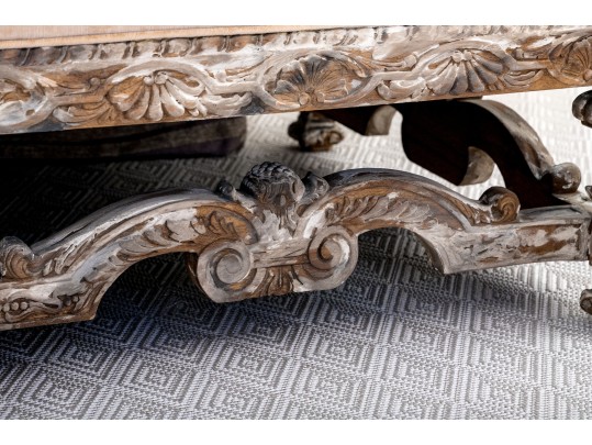 Antique Continental Carved Daybed Bench
