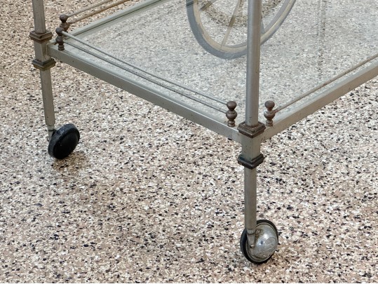 French Regency Style Glass Tiered Bar Cart