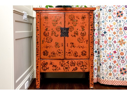 Wonderful Lacquered Chinese Marriage Cabinet