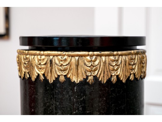Stately Louis XVI Style Parcel Gilt Marble Pedestals