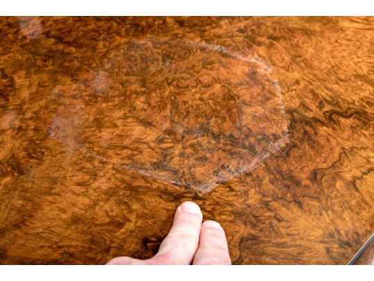 19th Century English Burlwood Breakfront Credenza