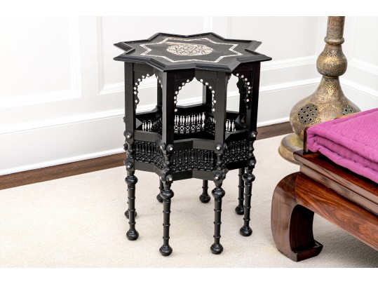 Finely Detailed Inlaid Moorish Accent Table
