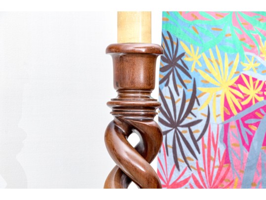 Pair Of Massive English Barley Twist Floor Lamps