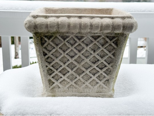 Pair Of Nicely Decorated Cast Stone Garden Planters