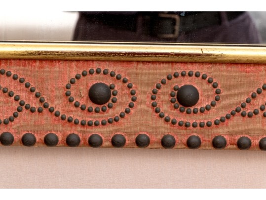 Semi-Antique Rustic Velvet And Nailhead Mirror