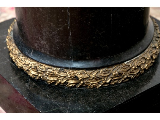 Stately Louis XVI Style Parcel Gilt Marble Pedestals