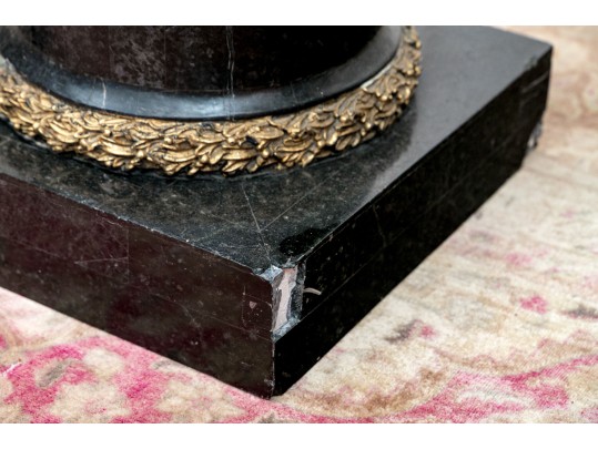 Stately Louis XVI Style Parcel Gilt Marble Pedestals