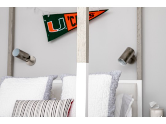 Possibly Serena & Lily White Lacquer And Grey Wash Poster Bed