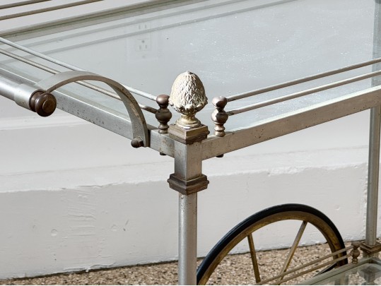 French Regency Style Glass Tiered Bar Cart