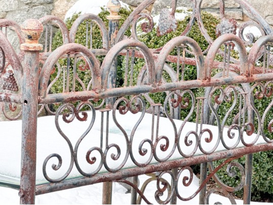 Antique Iron Crib Converted To Bar Cart