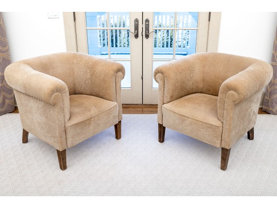 Pair Of Art Deco Style Upholstered Tub Chairs