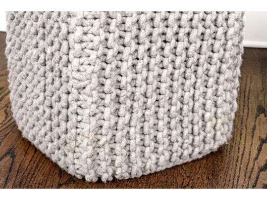 Pair Of Chunky Knit Square Poufs