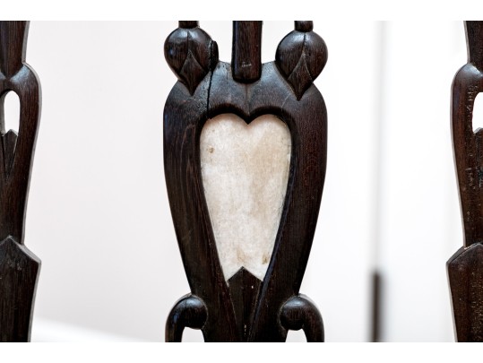 19th Century Ebonized And Inlaid Oak Bench