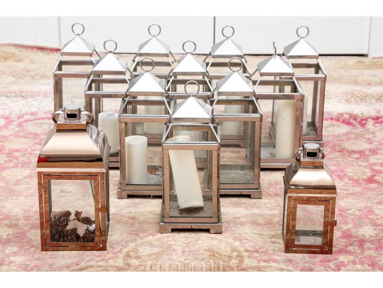 Substantial Group Of Decorative Metal Lanterns Including Pottery Barn 