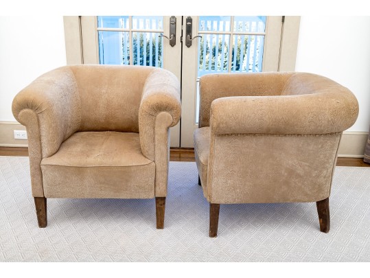 Pair Of Art Deco Style Upholstered Tub Chairs