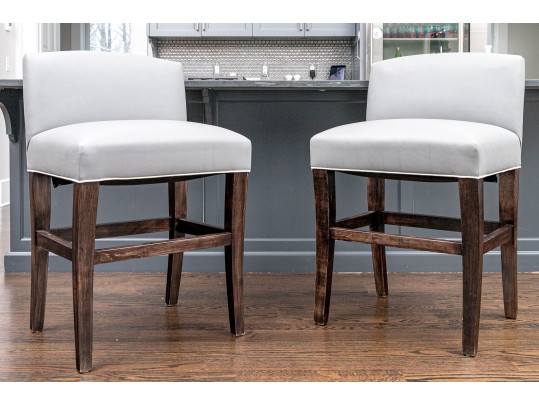 Pair Of Custom Upholstered Counter Stools