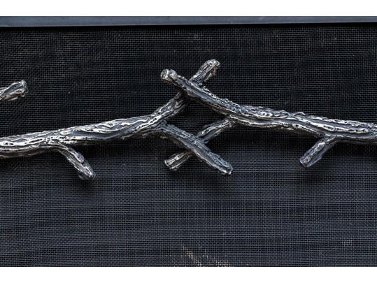 Naturalistic Cast Iron Faux Bois Fireplace Screen