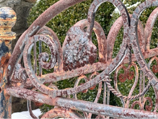 Antique Iron Crib Converted To Bar Cart