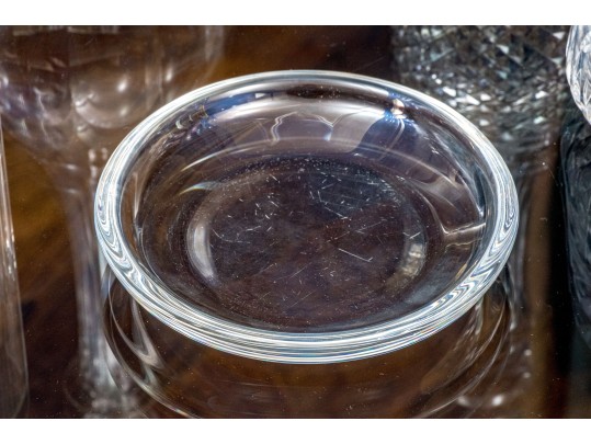 Crystal Decanters And Bowl Including Steuben, Baccarat, And Waterford