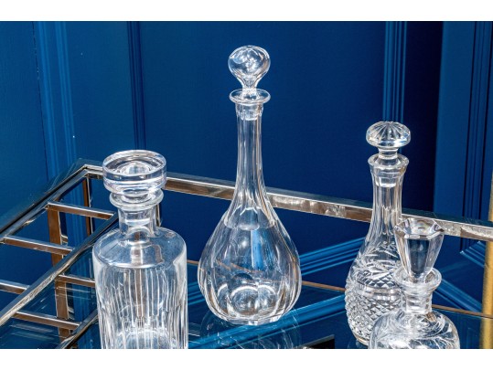Crystal Decanters And Bowl Including Steuben, Baccarat, And Waterford