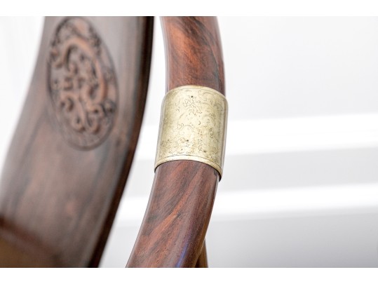 Fine Pair Of Traditional Carved Chinese Horseshoe Armchairs