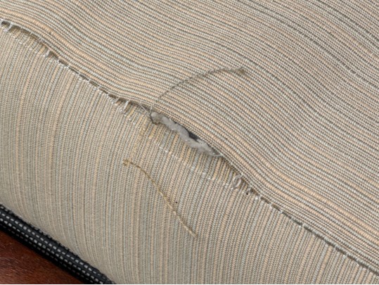 Stylish Pair Of Brown Jordan Carved Wood Armchairs With Ottomans