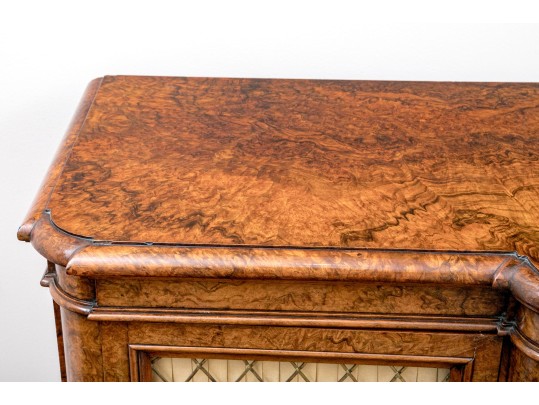 19th Century English Burlwood Breakfront Credenza