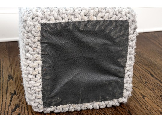 Pair Of Chunky Knit Square Poufs