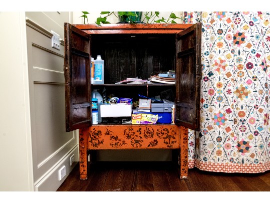 Wonderful Lacquered Chinese Marriage Cabinet