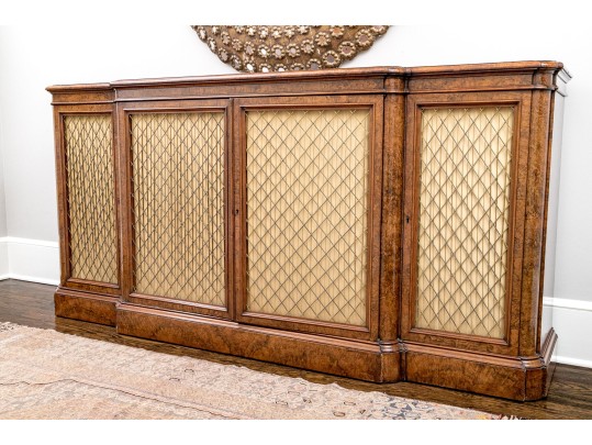 19th Century English Burlwood Breakfront Credenza