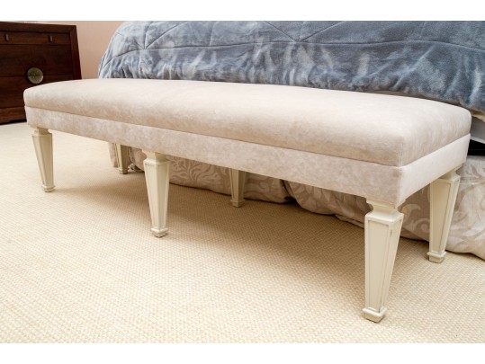 Lovely Transitional Style Velvet Upholstered Bench