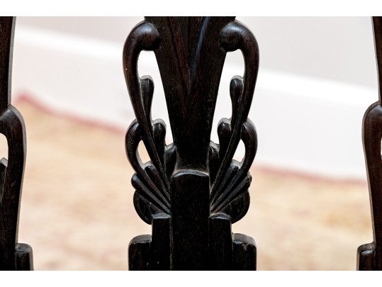 19th Century Ebonized And Inlaid Oak Bench