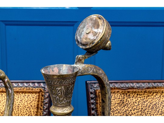 Antique Mamluk Revival Mixed Metal Ewer