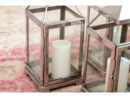 Substantial Group Of Decorative Metal Lanterns Including Pottery Barn 