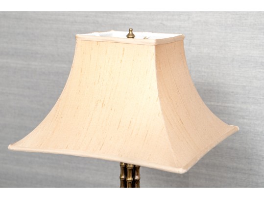 Pair Of Chic Gilt Faux Bamboo And Brass Table Lamps