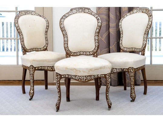 Set Of Three Antique Moroccan Salon Chairs
